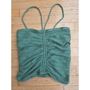 Pilcro By Anthropologie Green Ruched Ribbed Halter Women's Size Small